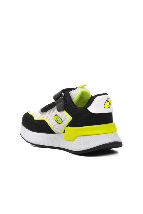 Black-White-Fluorescent Yellow Childrens Sneakers 730 P