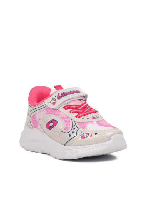 Beyaz Fuşya  Cırtlı Kız Çocuk Spor Ayakkabı 732 P