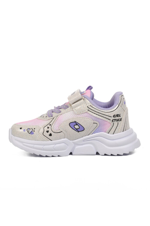 AyakmodWhite Lilac Velcro Girls Sneakers 732 P