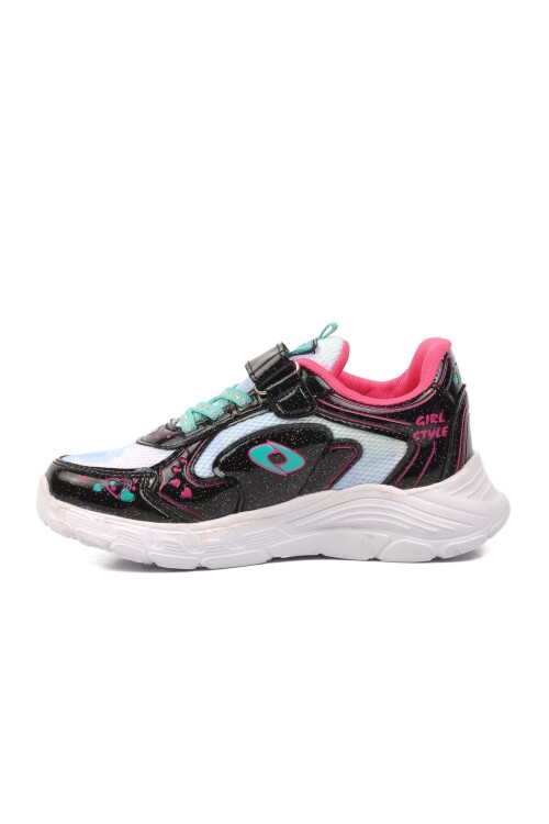 AyakmodBlack Aqua Green Velcro Girls Sneakers 732 P