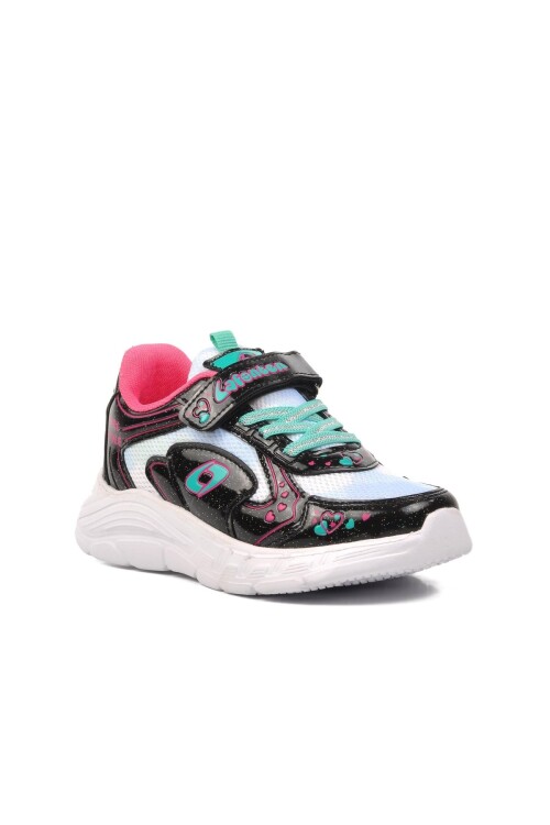 AyakmodBlack Aqua Green Velcro Girls Sneakers 732 P