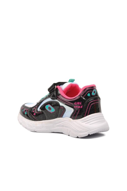 AyakmodBlack Aqua Green Velcro Girls Sneakers 732 P