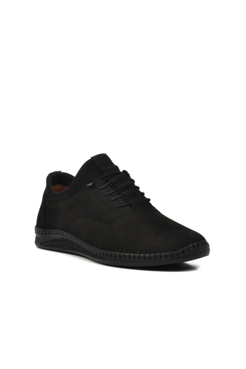 حذاء كاجوال رجالي من جلد النوبوك الأسود 808 M (رباط)