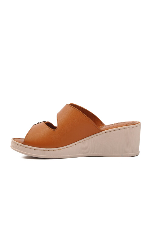 Tan Genuine Leather Womens Slippers 9205 Z