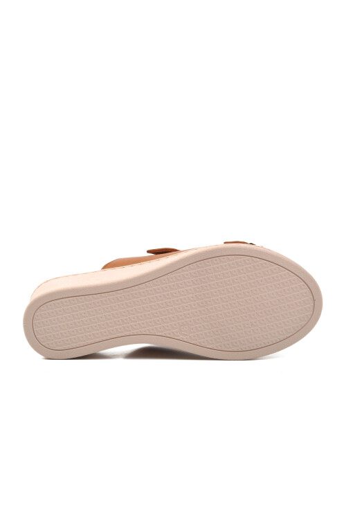 Tan Genuine Leather Womens Slippers 9205 Z