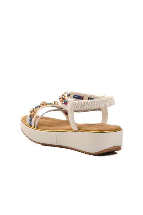 صندل نسائي من الجلد الطبيعي باللون الأبيض 9651 Z