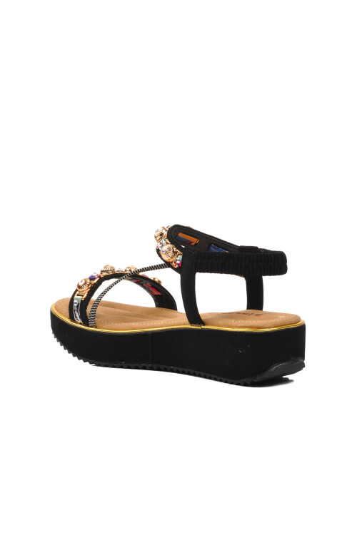 صندل نسائي من الجلد الطبيعي باللون الأسود 9651 Z