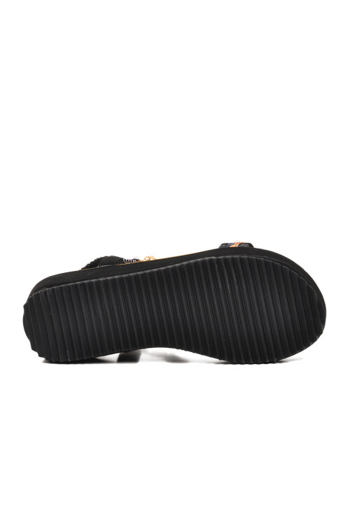 صندل نسائي من الجلد الطبيعي باللون الأسود 9651 Z