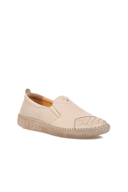 Bej Hakiki Deri Kadın Casual Ayakkabı Premium 04132 Z