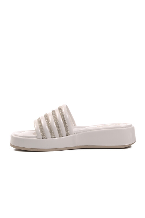 White Patent Leather Womens Slippers 0902 Z