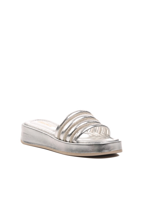 Silver Patent Leather Womens Slippers 0902 Z