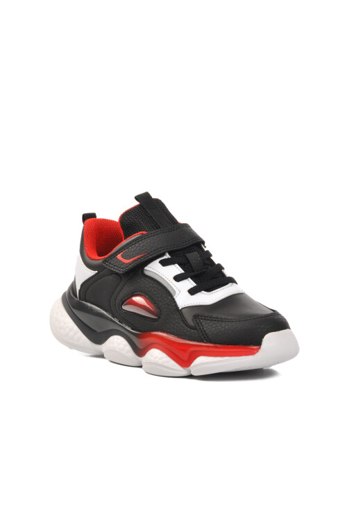 Black-Red Childrens Sneakers 1728 F