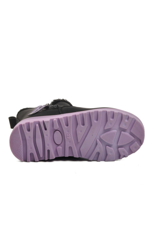 حذاء فروي أسود-أرجواني للبنات 23003 F