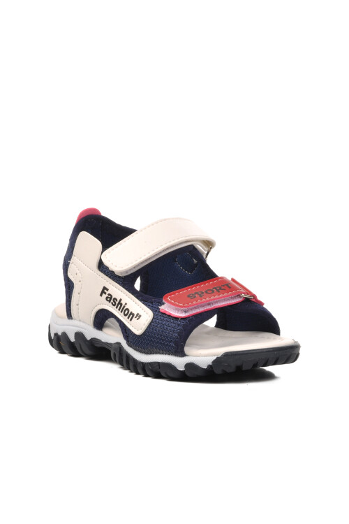 AyakmodNavy Blue White Orthopedic Boys Sports Sandals 24-410 P