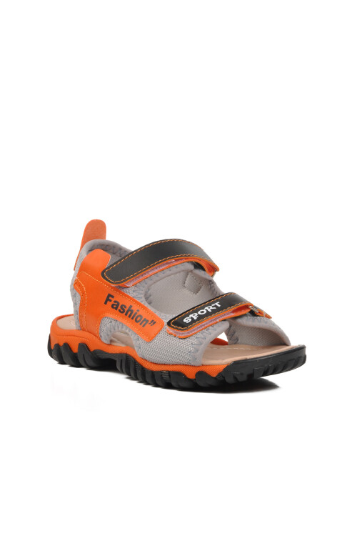 AyakmodBlack Orange Orthopedic Boys Sports Sandals 24-410 P