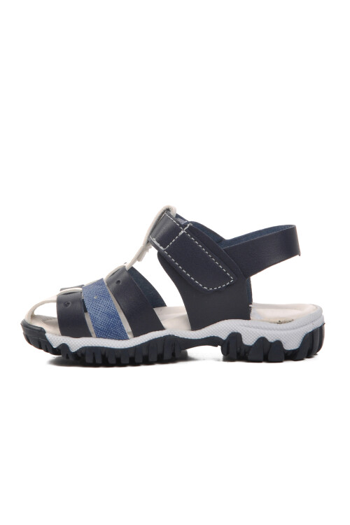 AyakmodNavy Blue-Denim-White Baby Flat Sandals 24-417 B