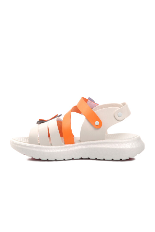 AyakmodWhite-Orange Girl's Flat Sandals 24-997 F