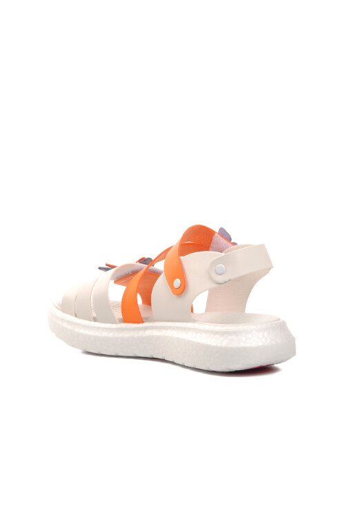 AyakmodWhite-Orange Girl's Flat Sandals 24-997 F