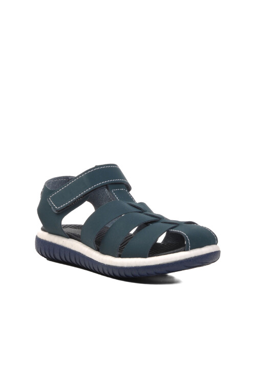 Navy Blue Nubuck Boys Flat Sandals 24-998 F
