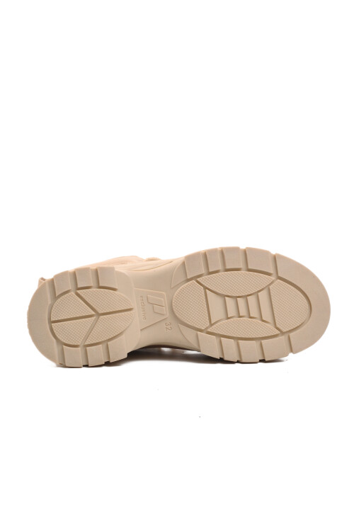 Beige Polar Fleece Girls Boots 24042 F