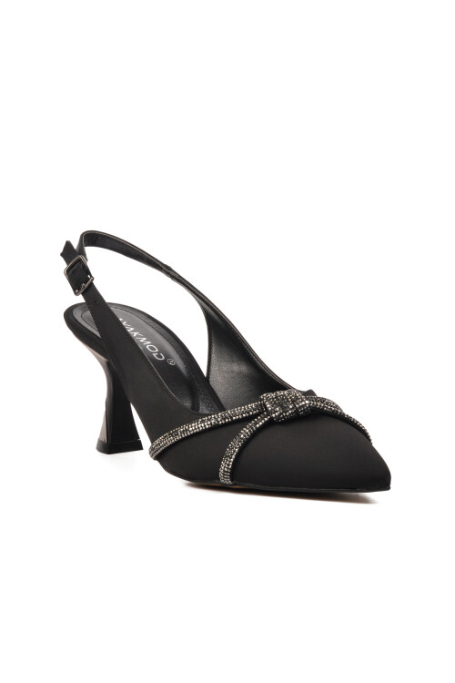 حذاء سهرة نسائي أسود بكعب رفيع 312099 Z