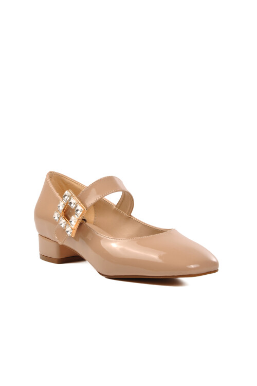 Beige Patent Leather Womens High Heel Shoes 312247 Z