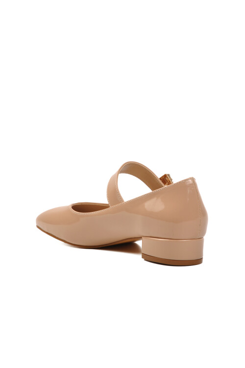 Beige Patent Leather Womens High Heel Shoes 312247 Z