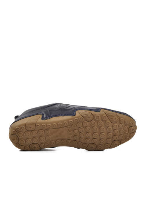 Navy Blue Genuine Leather Mens Casual Shoes 325-SM