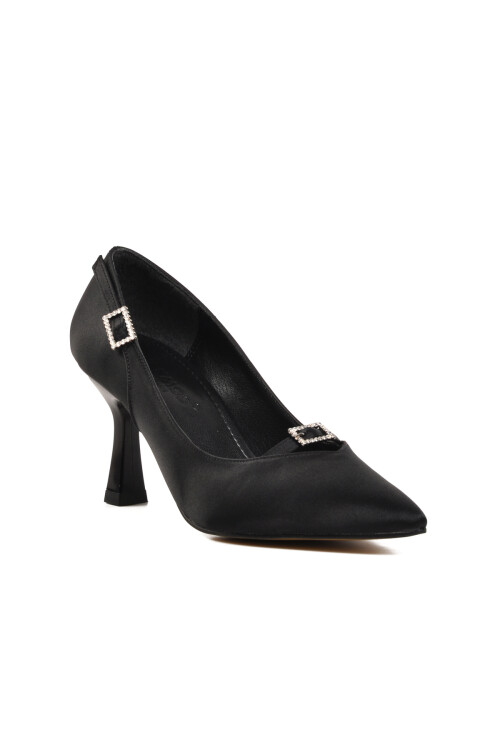 Black Satin Womens High Heel Shoes 357091 Z