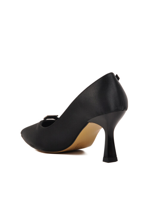 Black Satin Womens High Heel Shoes 357091 Z