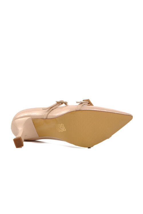 Bej Kırışık  Kadın Topuklu Ayakkabı 357095 Z