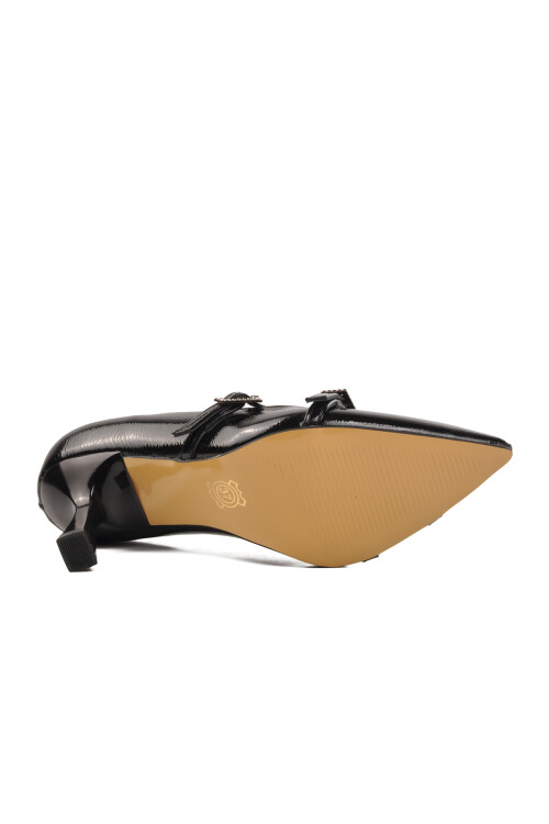 حذاء نسائي بكعب عالٍ أسود مجعد 357095 Z