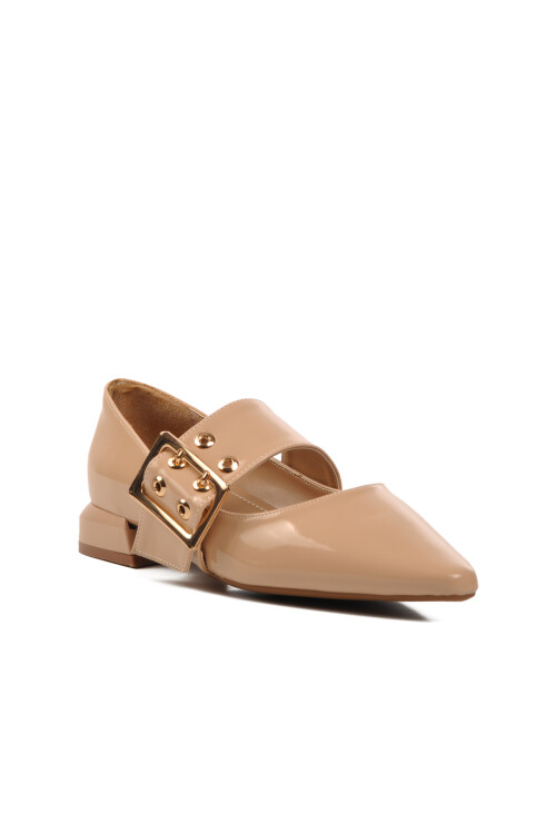 Nude Patent Leather Womens Evening Shoes 519028 Z