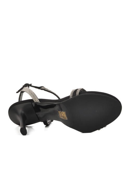 حذاء سهرة نسائي أسود بكعب رفيع مرصع بالأحجار 543117 Z