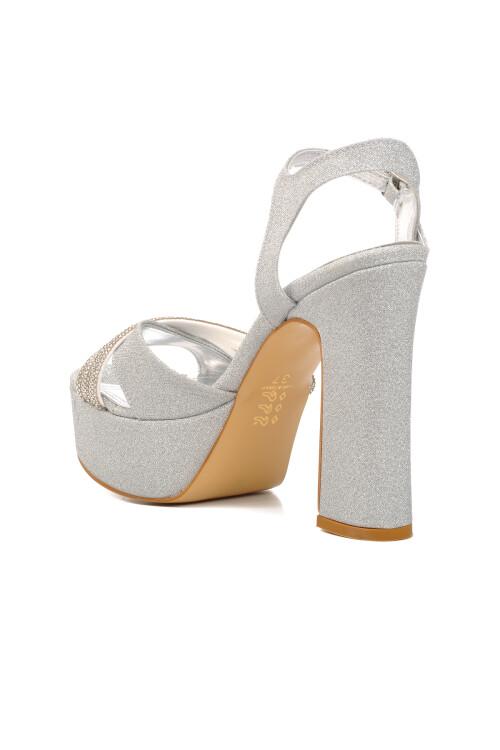 Gümüş Platform Topuklu Kadın Abiye Ayakkabı 655323 Z