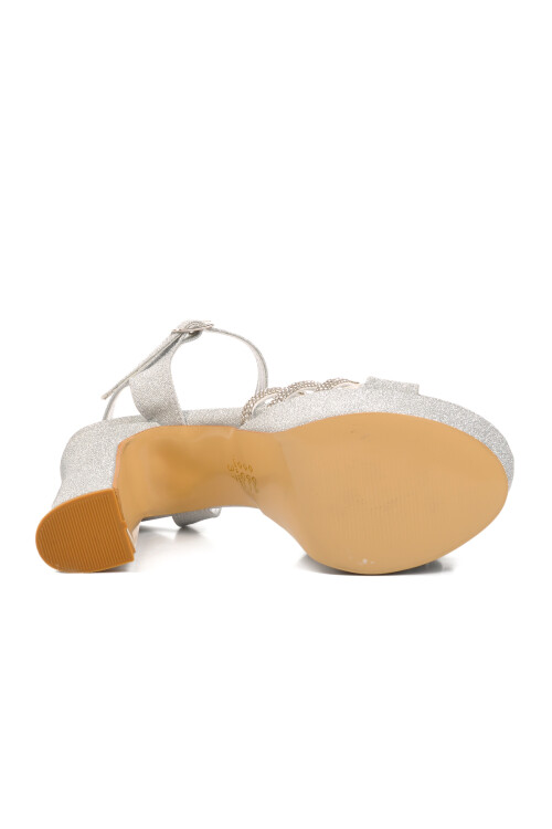 Gümüş Platform Topuklu Kadın Abiye Ayakkabı 655323 Z