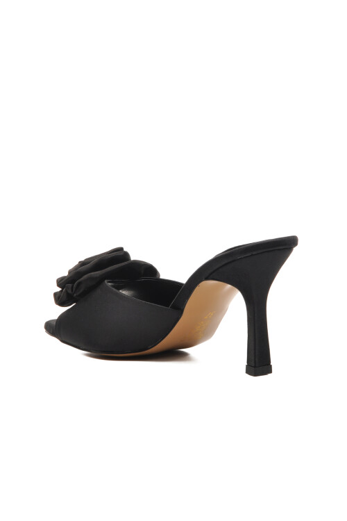 Black Womens High-Heeled Slippers 670472 Z