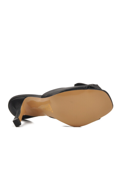 Black Womens High-Heeled Slippers 670472 Z