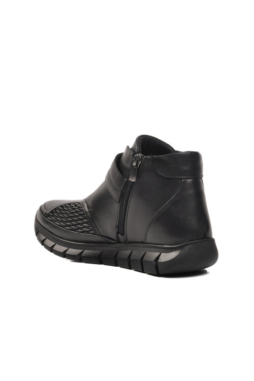 Black Genuine Leather Velcro Anatomic Womens Boots 9411 Z