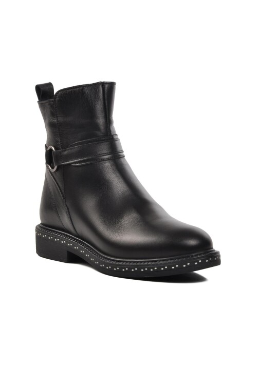 Black Genuine Leather Anatomical Womens Boots 9856 Z