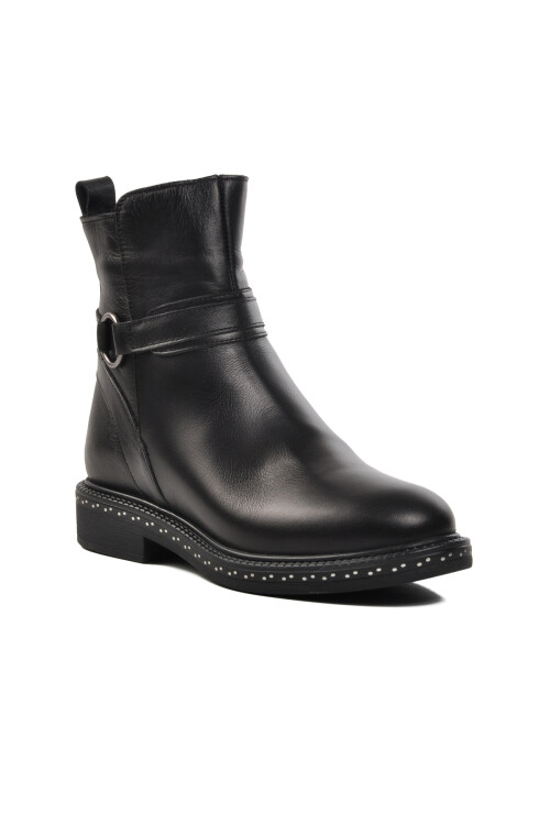 Black Genuine Leather Anatomical Womens Boots 9856 Z