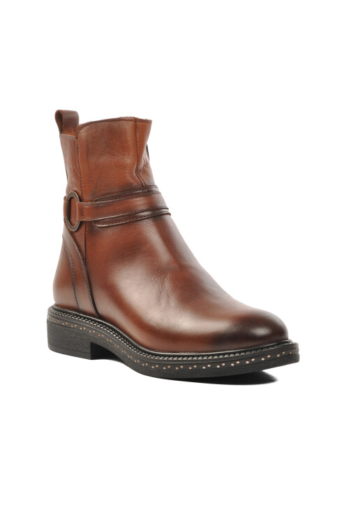 Tan Genuine Leather Anatomical Womens Boots 9856 Z