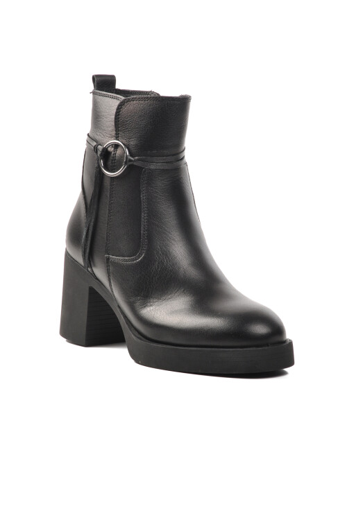 حذاء نسائي تشريحي بكعب عالٍ من الجلد الطبيعي باللون الأسود 9895 Z