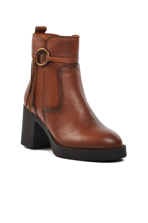 Tan Genuine Leather Anatomical Womens High Heel Boots 9895 Z