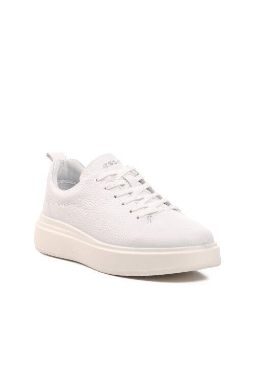 Beyaz Ortopedik Hakiki Deri Erkek Casual Ayakkabı 6419 M