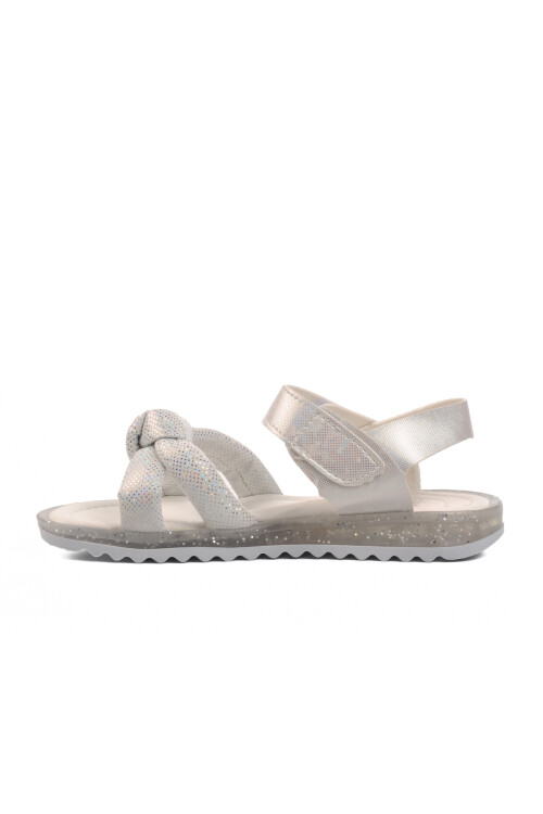 White Glittery Orthopedic Girls Sandals 24-409 F