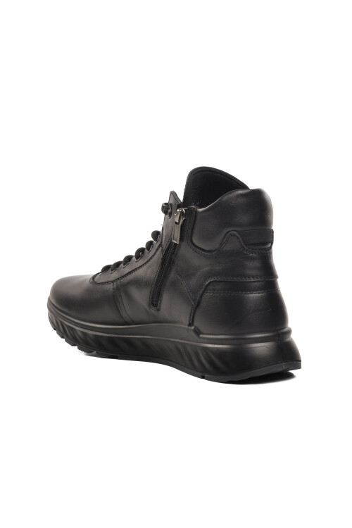 Black Genuine Leather Orthopedic Mens Boots 28866 M