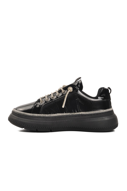 Black Patent Leather Stoned Womens Sneaker K732455 Z
