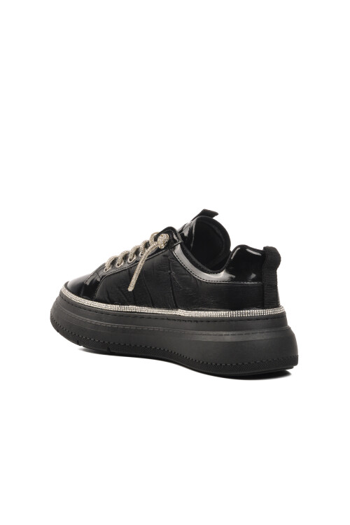 Black Patent Leather Stoned Womens Sneaker K732455 Z