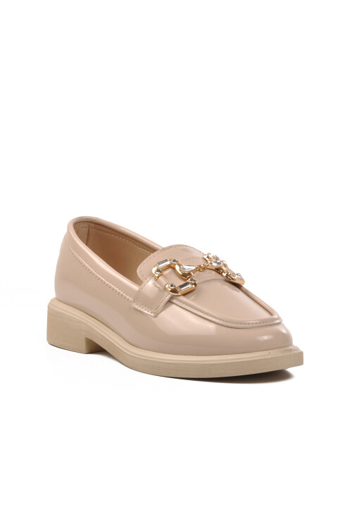 Beige Patent Leather Womens Casual Shoes 261161 Z